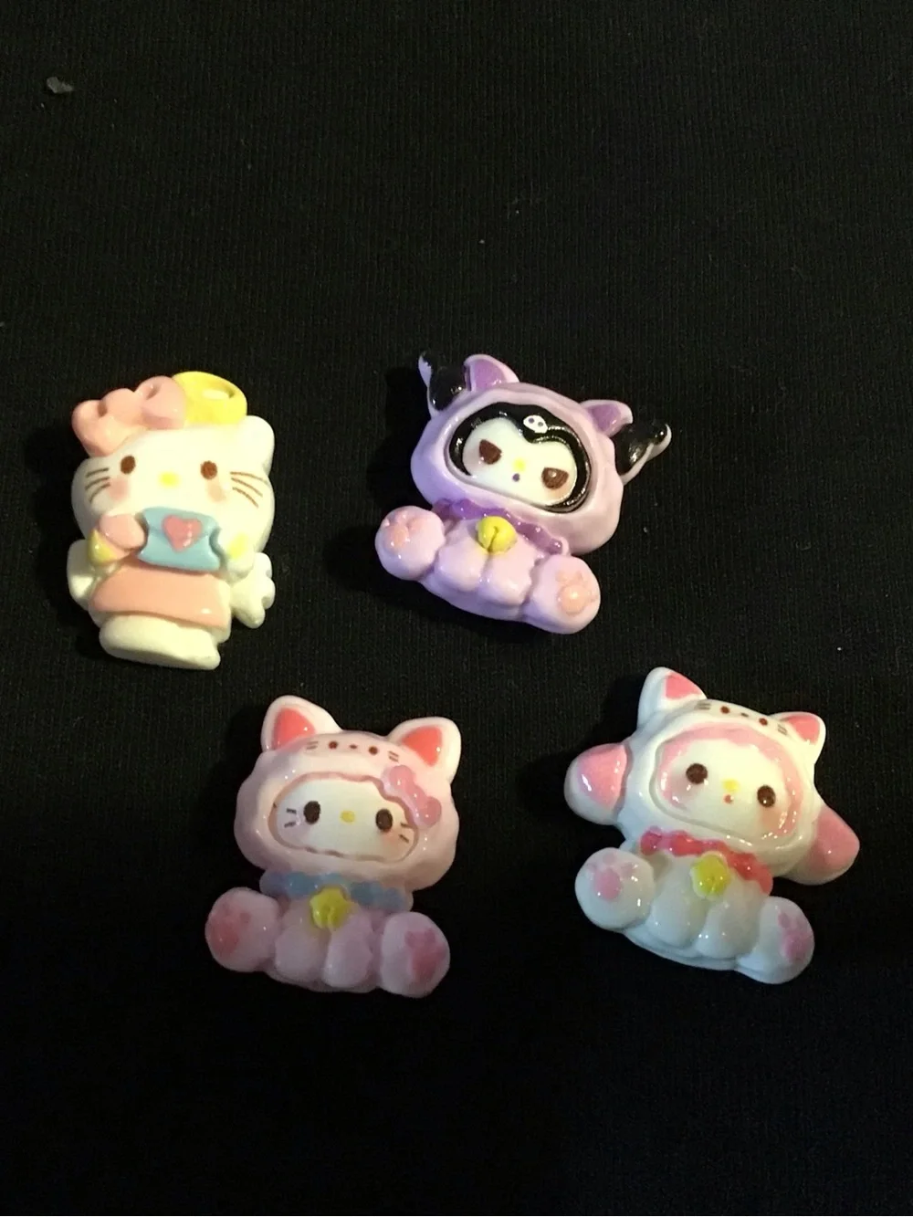 Cute Pink & Purple Cat Character Resin mini magnet set - Set of 4